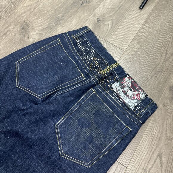 Southpole Studded Baggy Wide Leg Jeans 32x30 Mens Blue Denim Skate 90s Y2K - Picture 5 of 10